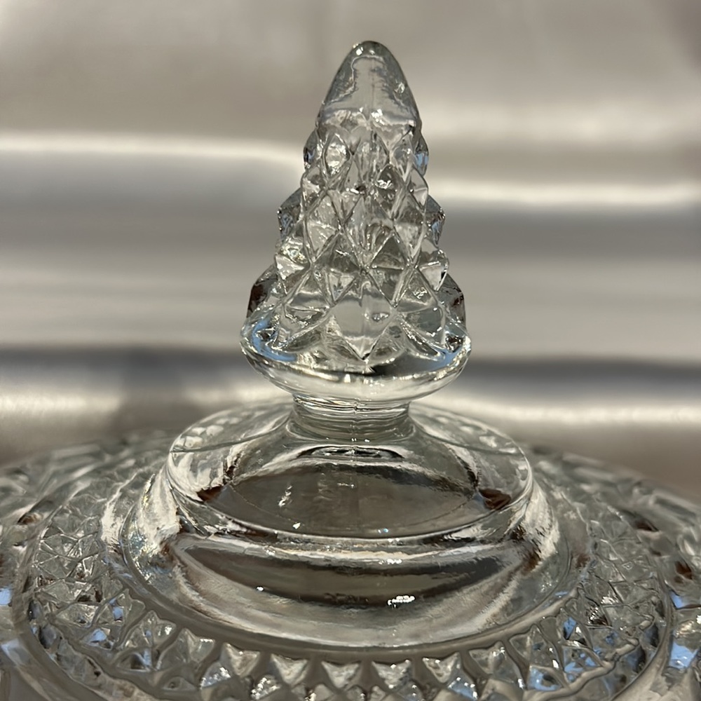 Vintage Anchor Hocking Wexford Glass Ice Bucket with Lid & Tongs Diamond Shaped - Picture 2 of 12